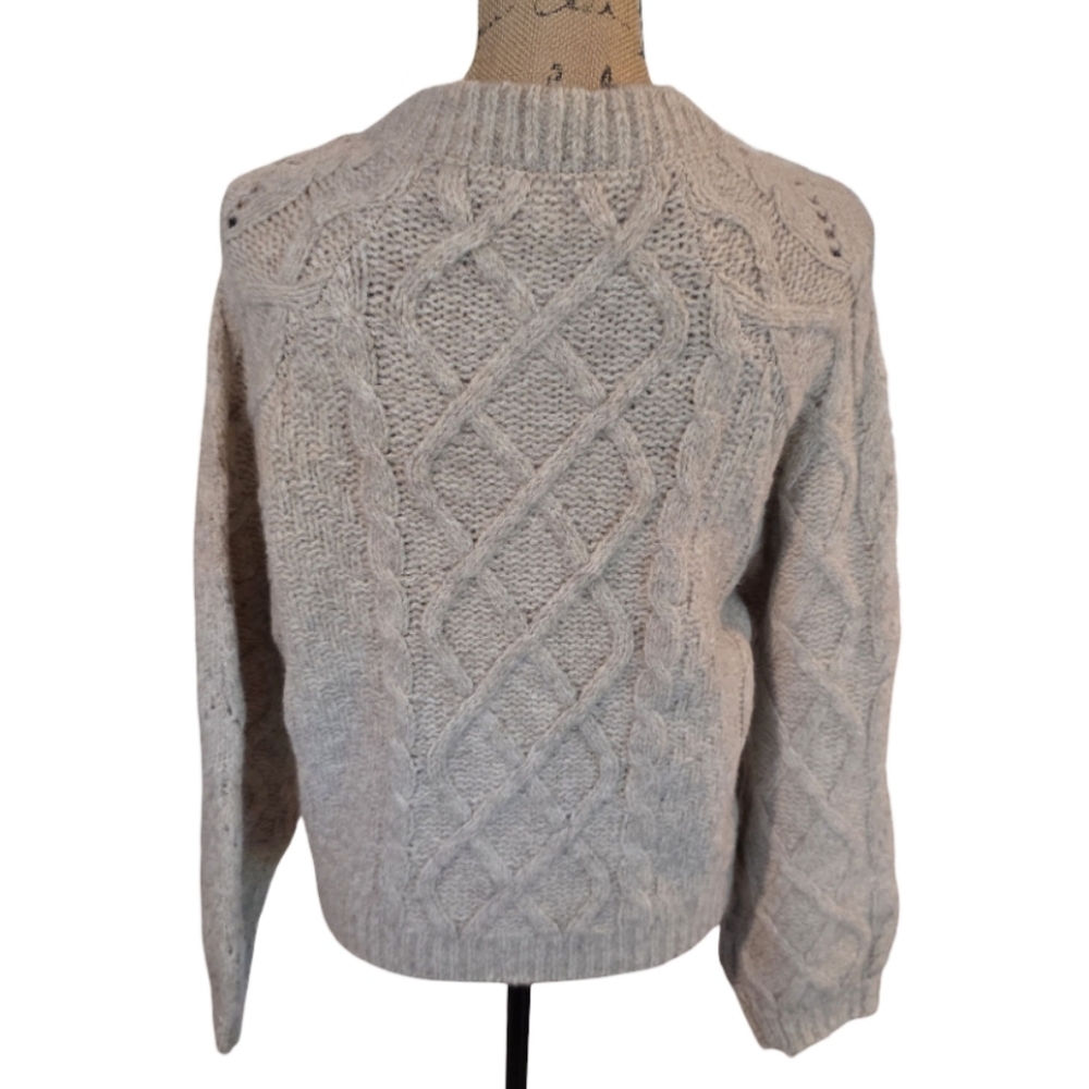 Lucky Brand Chunky Cable Knit‎ Cozy Cardigan Sweater Cream Beige Size Medium New - Picture 3 of 7